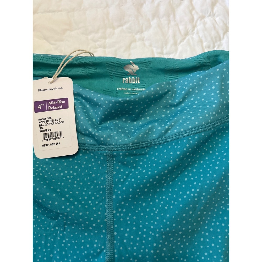 Rabbit Hopp In Relaxed Polka Dot Athletic Shorts Teal Women's Size SM - Picture 2 of 4